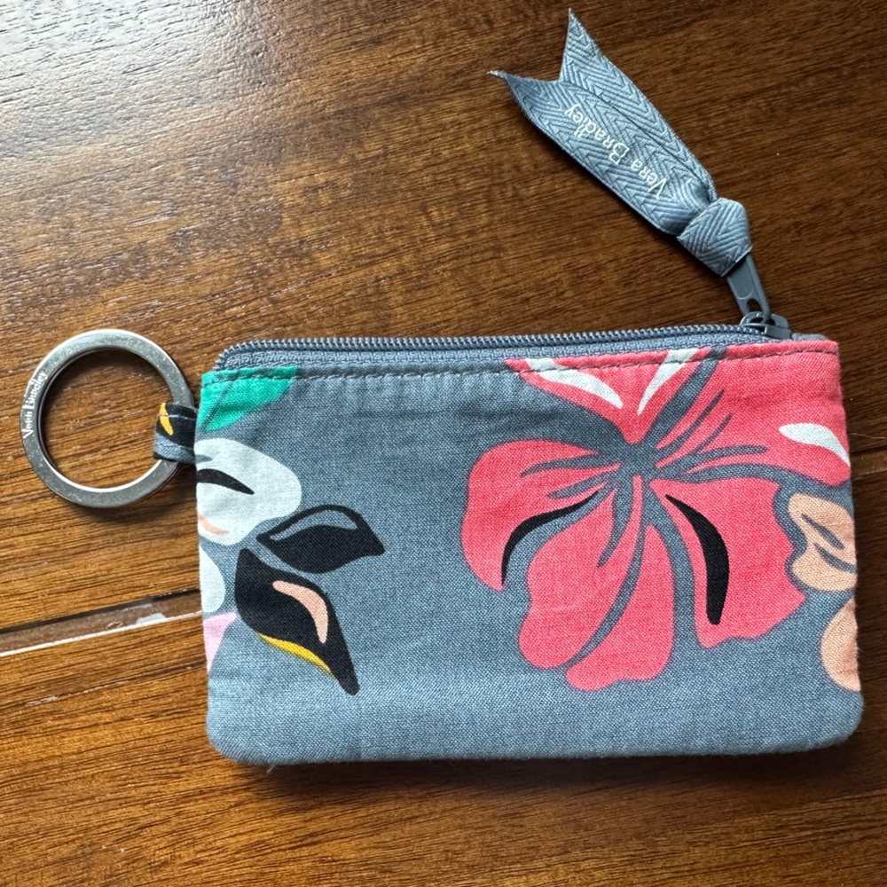 Vera Bradley Coastal Paradise Floral Small Zipper Wallet W/ ID Window
